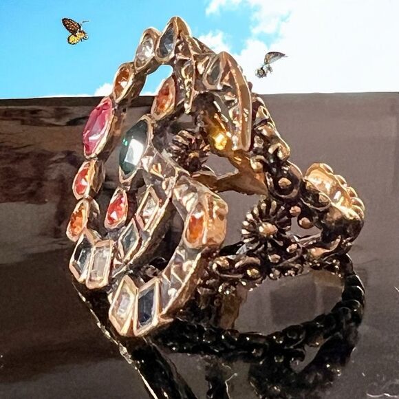 GUCCI 
Marmont Crystal Double G Ring Multicolor - Picture 3 of 5